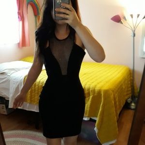 2HEARTS// BLACK FISHNET MIDI SLEEVELESS DRESS NWOT